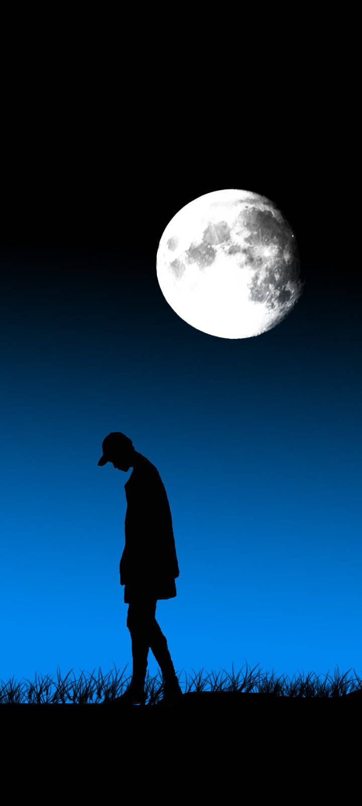 A Silhouette Boy Using An Oled Phone Wallpaper