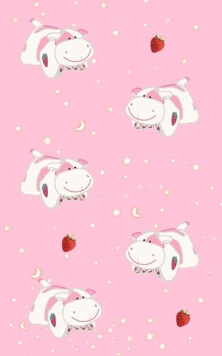 A Silly, Kawaii Cow Is Here To Bring Joy & Delight! Wallpaper