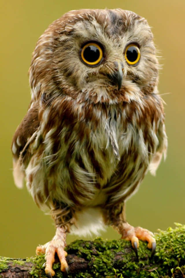 A Small Owl Is Standing On A Branch Wallpaper