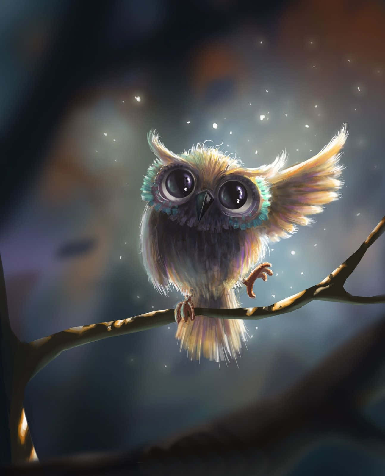 A Small Owl Sitting On A Branch In The Forest Wallpaper
