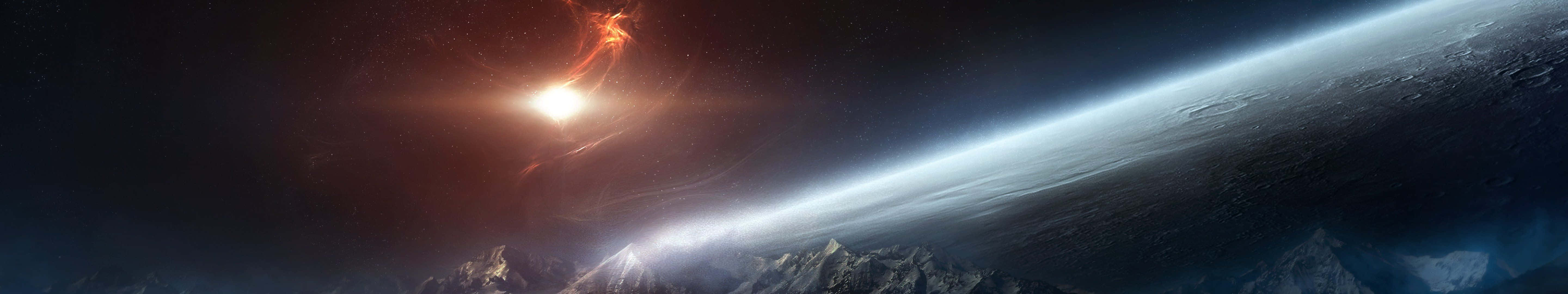 A Typical Setup Of Three Monitors Running Different Programs Wallpaper
