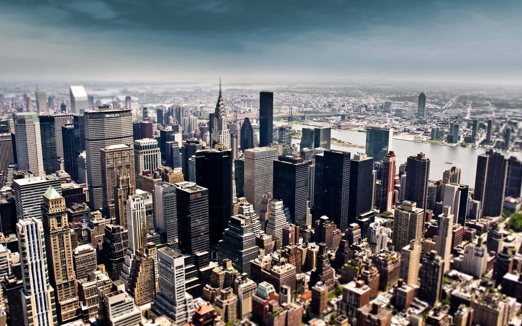 A View Of The City From An Airplane Wallpaper