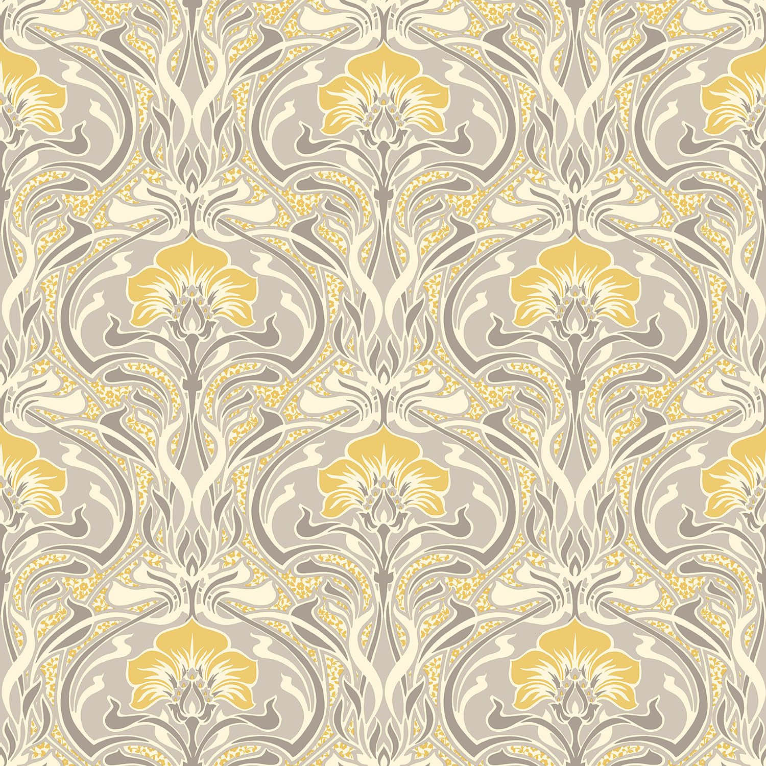 A Wallpaper With Yellow And Gray Flowers Wallpaper