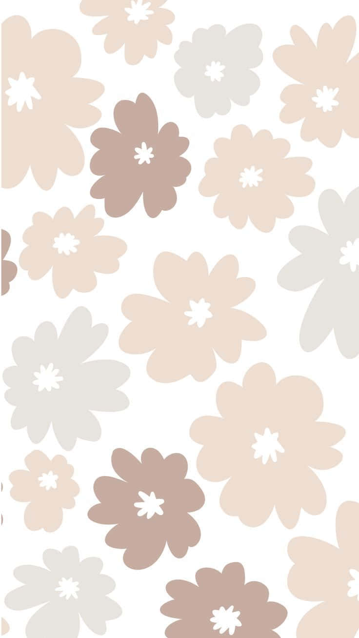 A White And Beige Floral Pattern Wallpaper