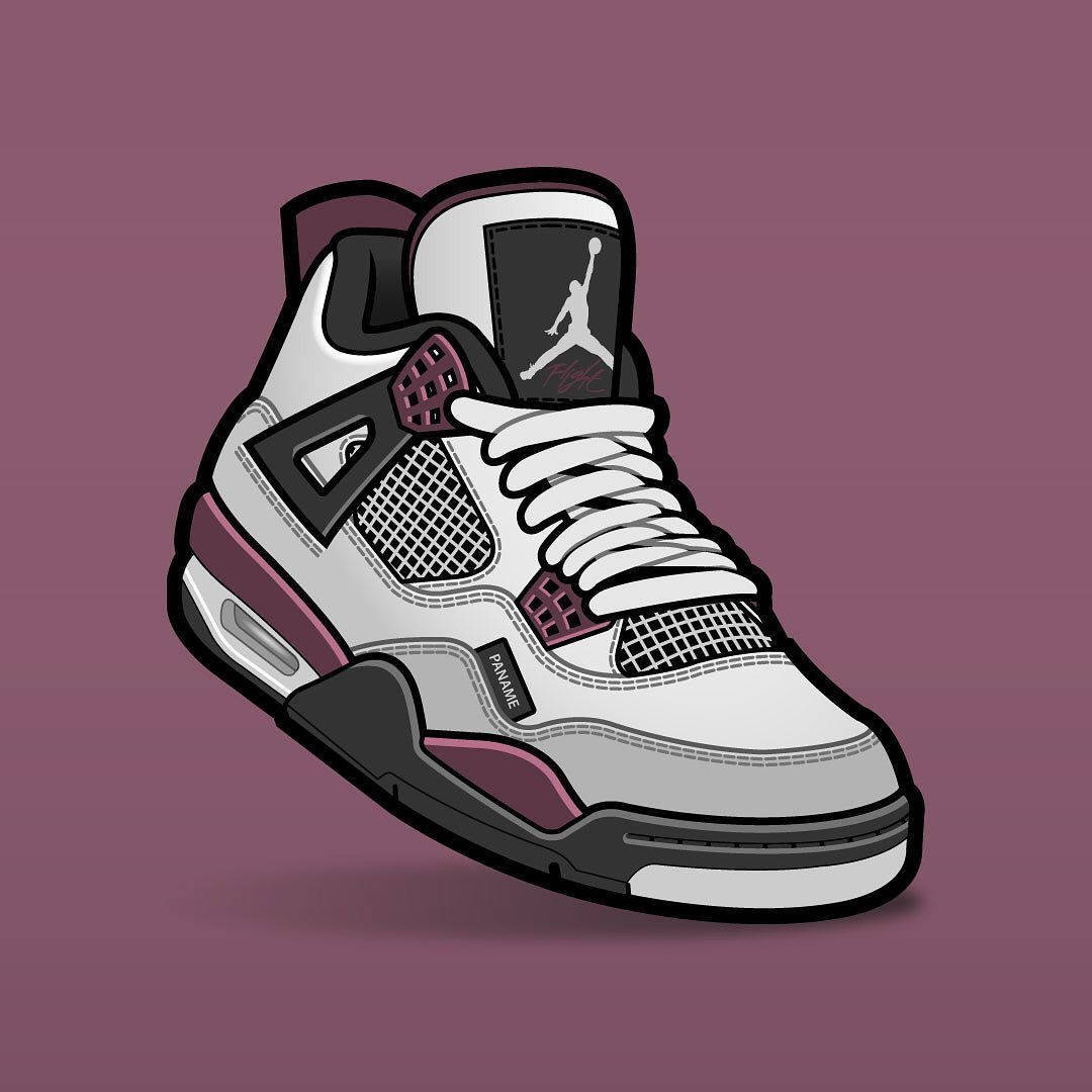 A White And Purple Jordan 4 Shoe On A Purple Background Wallpaper