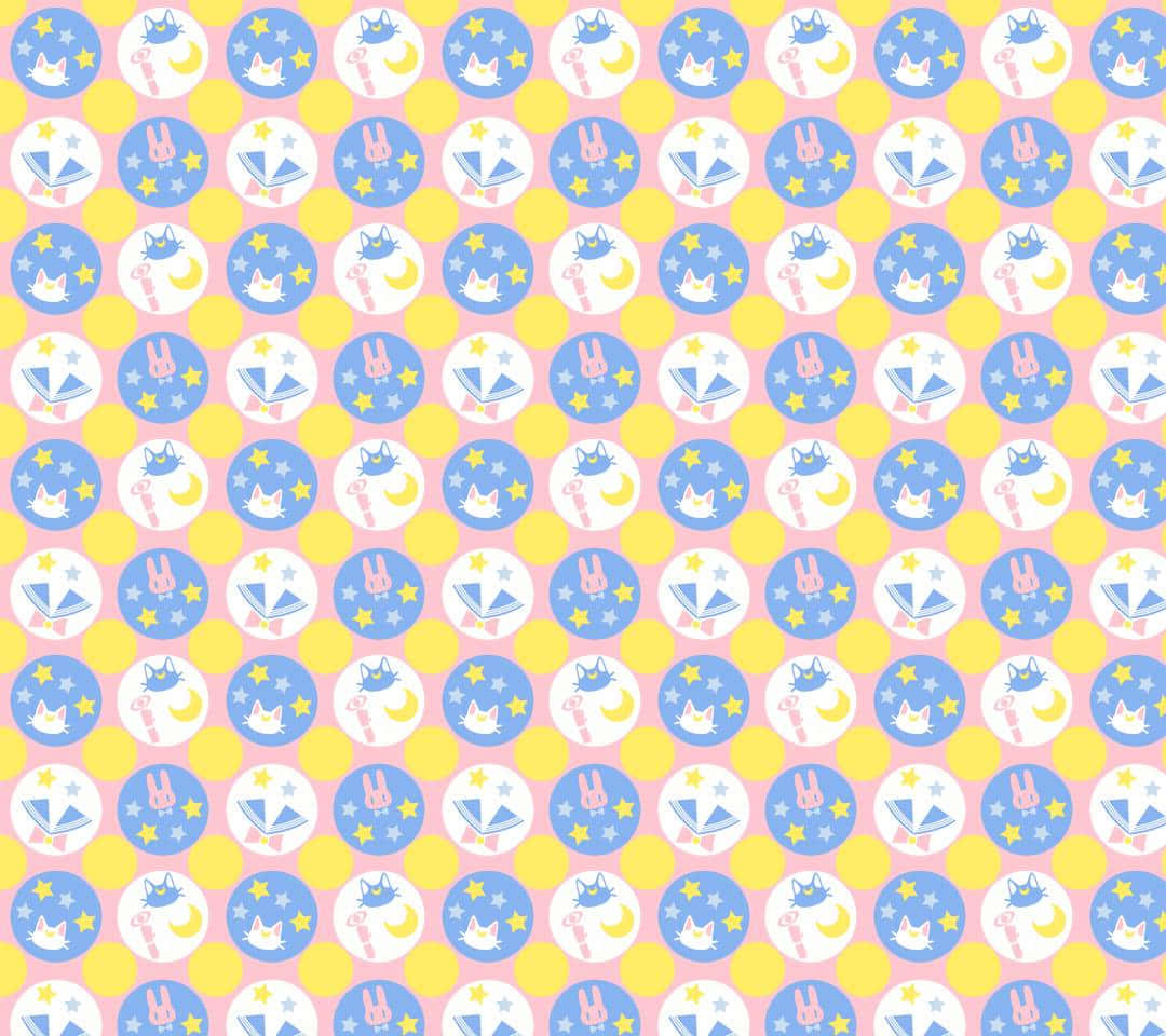 A Yellow And Blue Pattern With Flowers And Butterflies Wallpaper