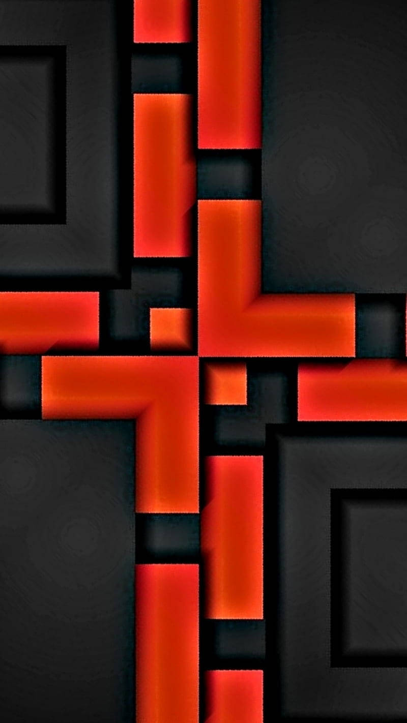 Abstract Black And Red Squares Mobile 3d Wallpaper
