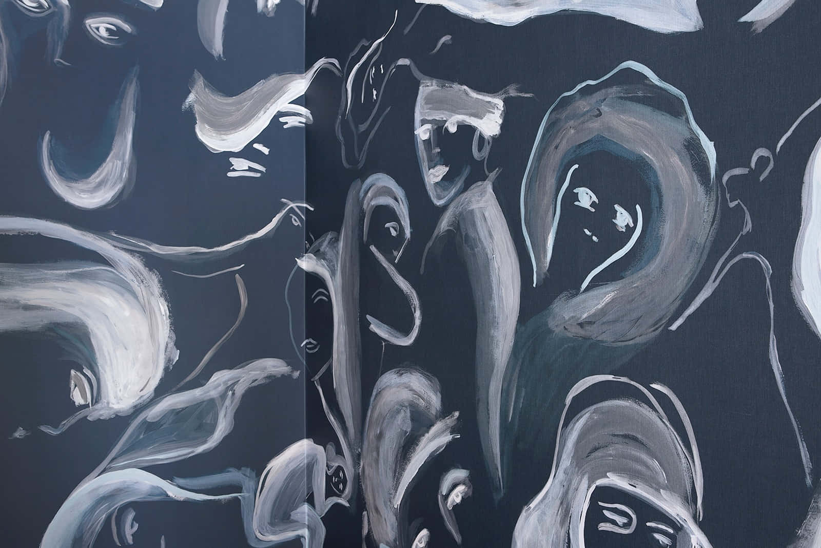 Abstract Blackand White Paint Swirls Wallpaper