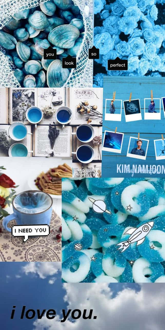Abstract Blue Collage Composition Wallpaper
