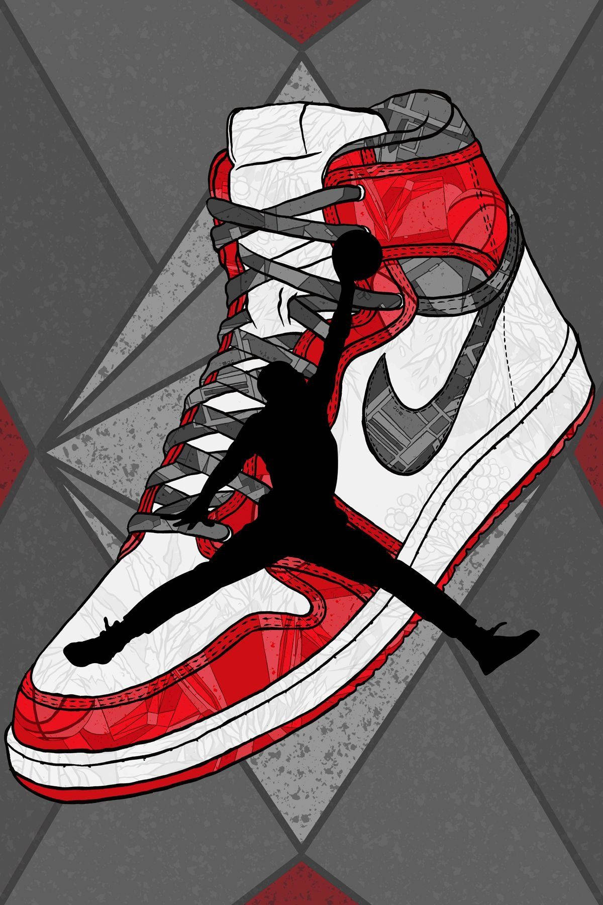Abstract Geometric Jordan Cartoon Shoe Wallpaper
