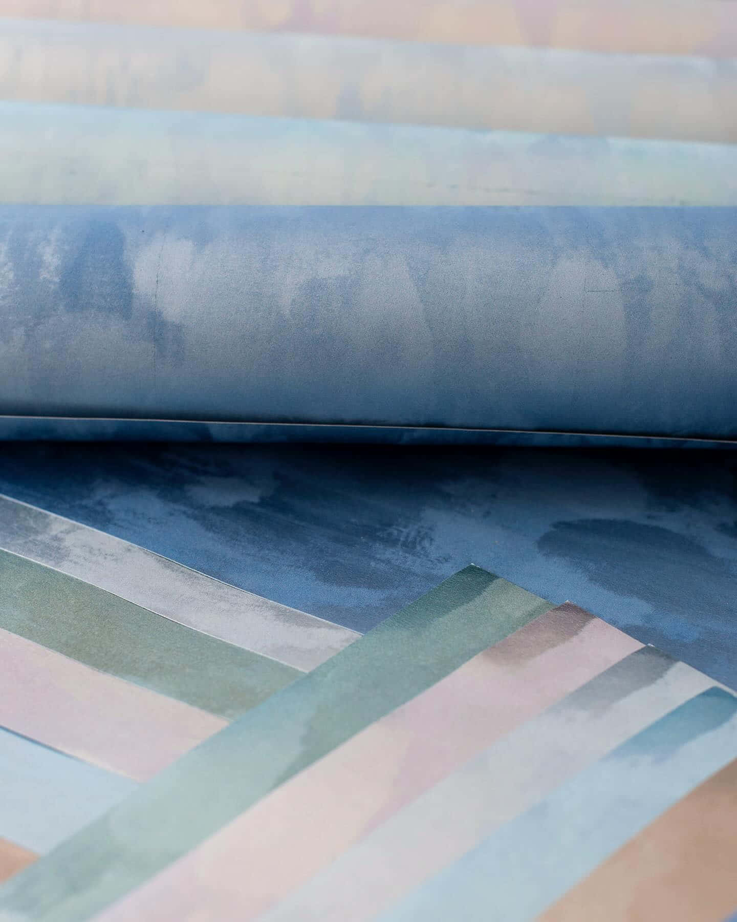 Abstract Watercolor Calico Fabric Rolls Wallpaper
