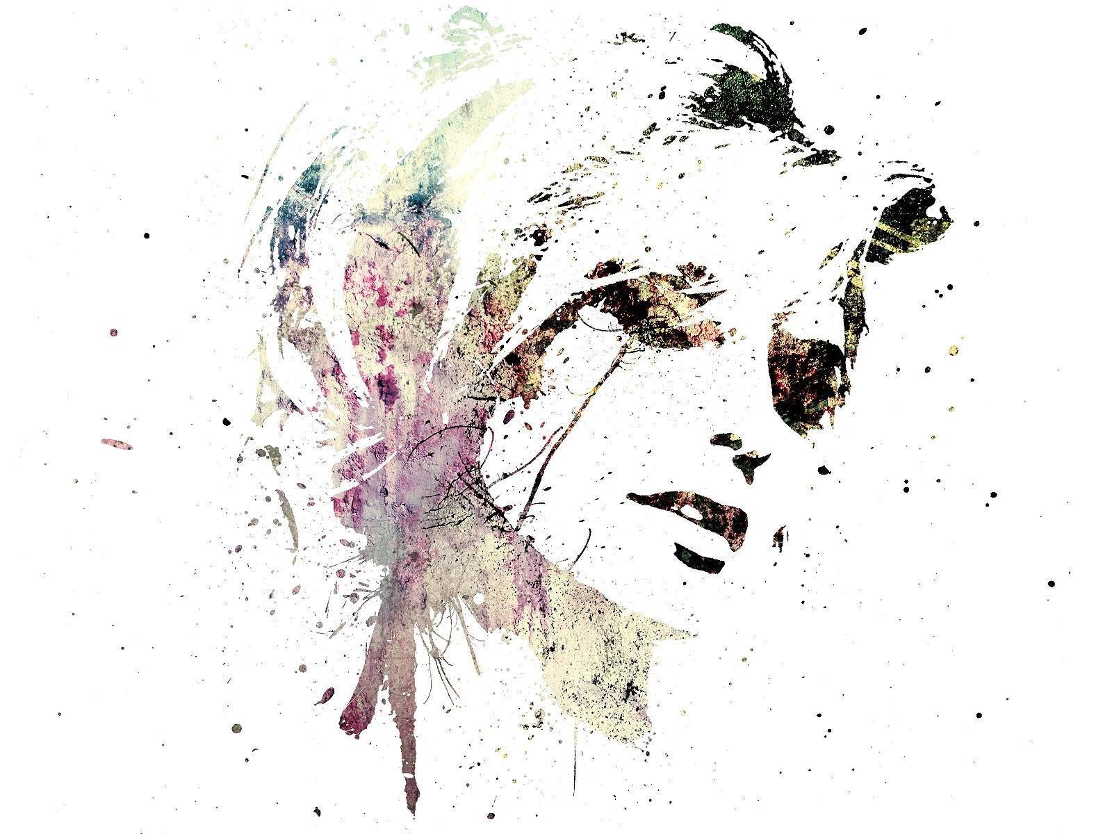Abstract Woman Portrait Using Spray Paint Wallpaper
