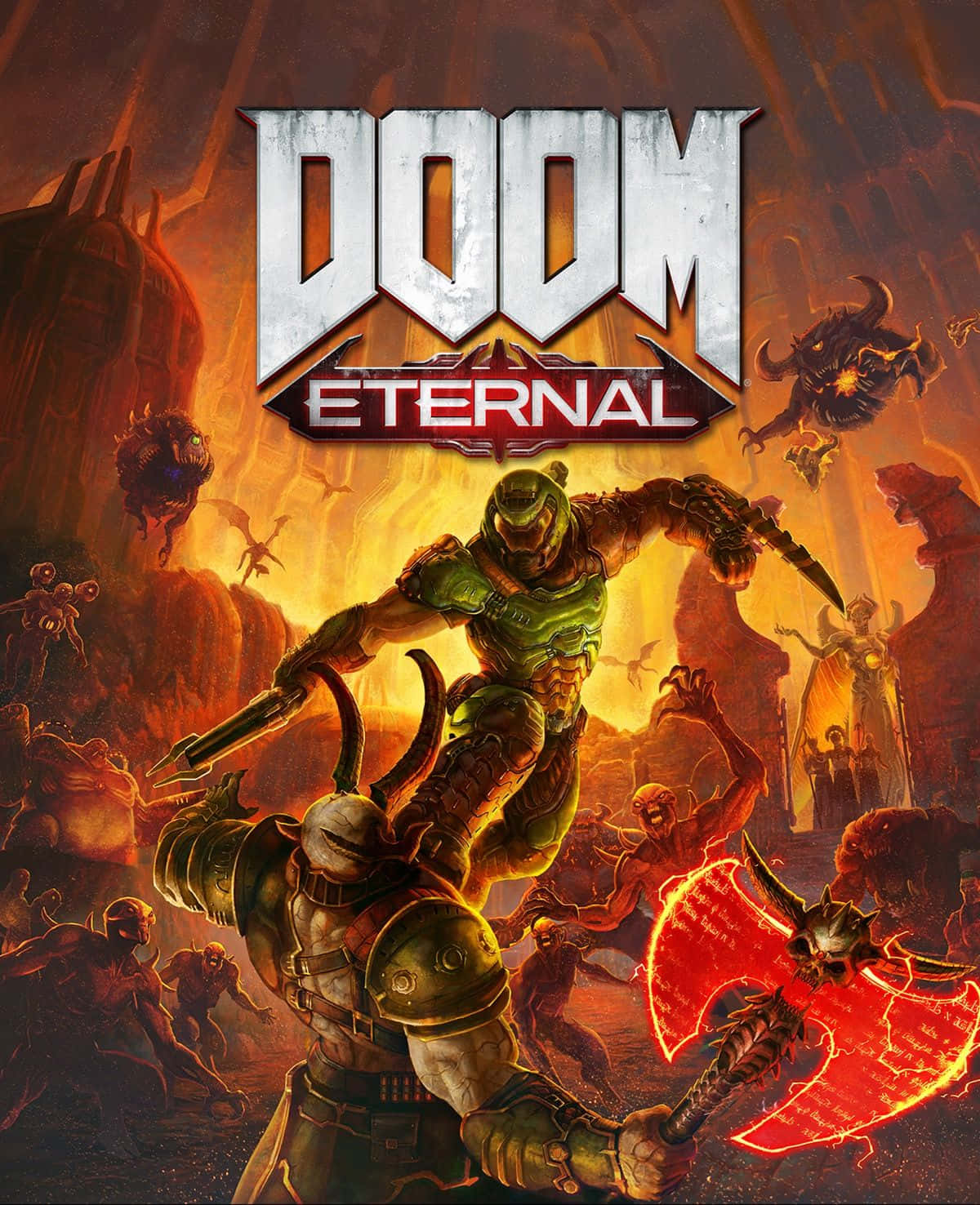 Action-packed Doom Gameplay On Iphone Screen Wallpaper