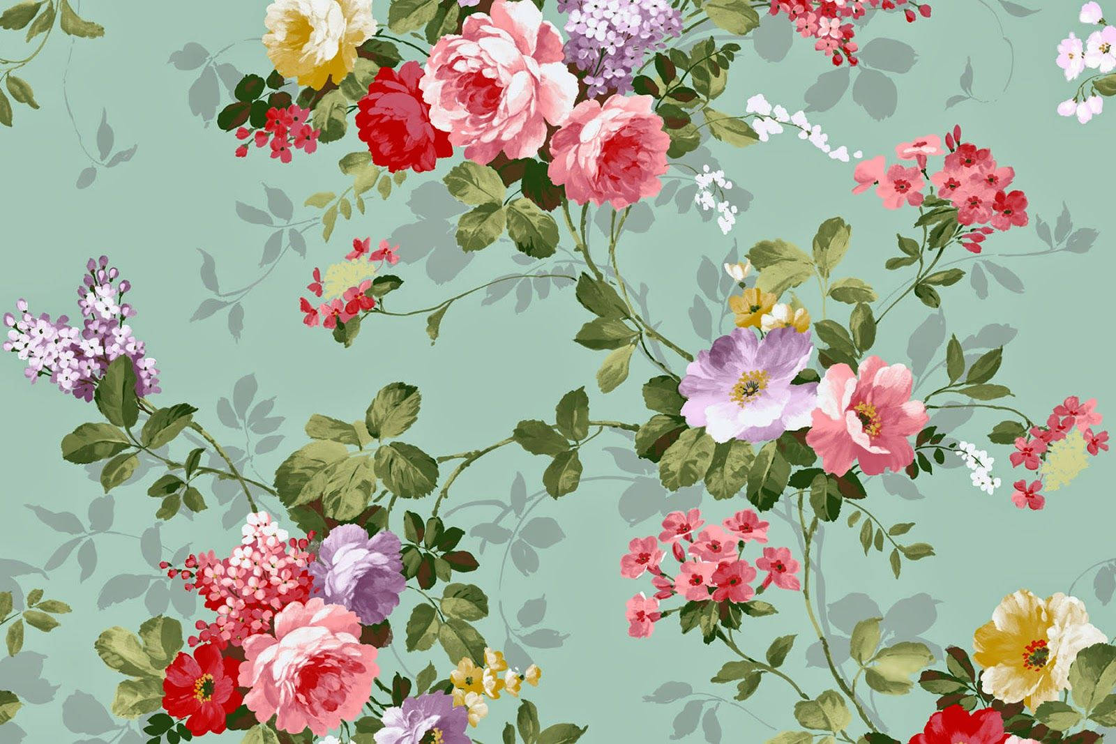Add A Touch Of Vintage Charm To Your Home With Mint Floral Elements Wallpaper