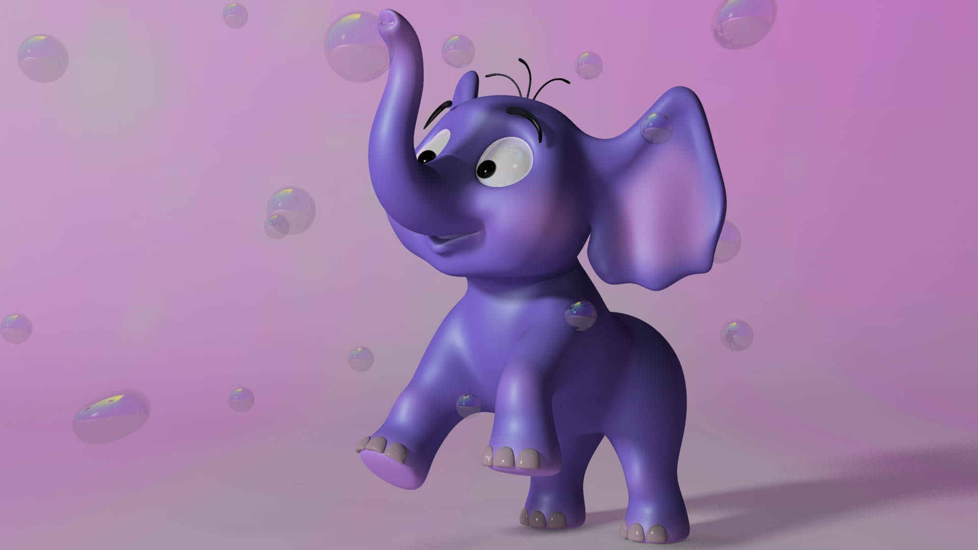 Adorable 3d Purple Elephant On Android Phone Wallpaper