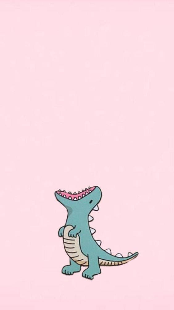 Adorable Animé Dinosaur Roaring For Your Iphone Wallpaper