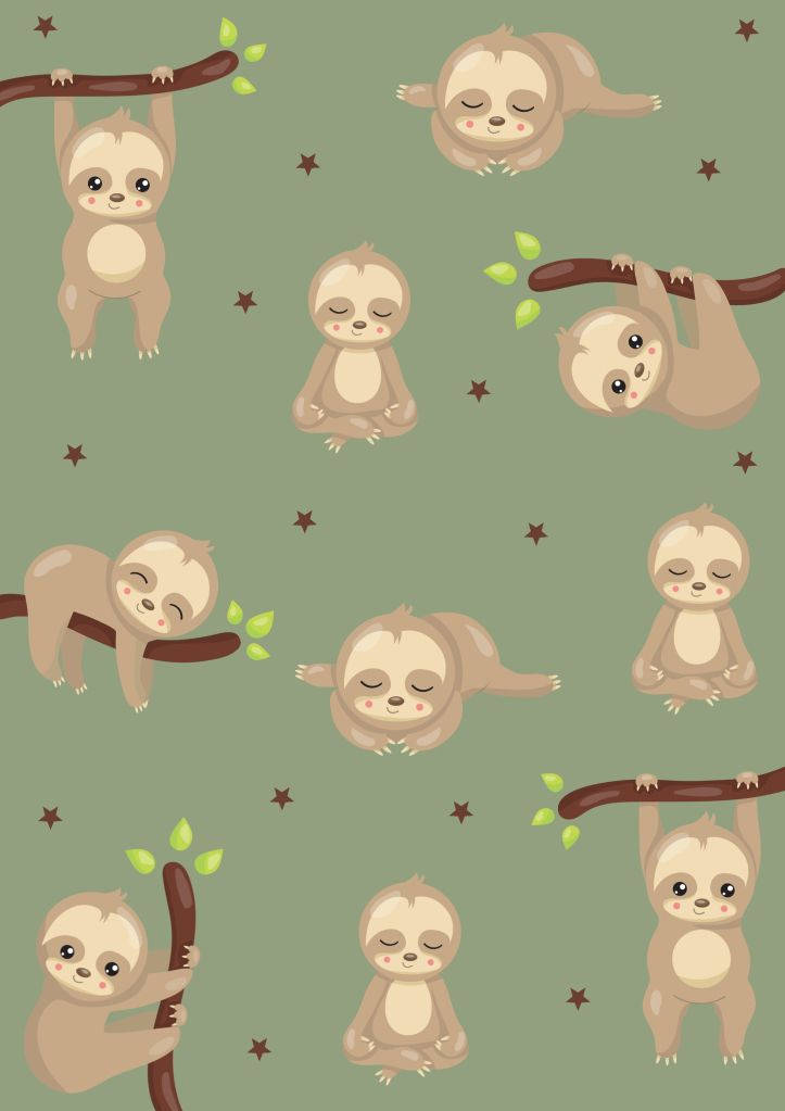 Adorable Baby Sloth Hanging On A Branch Wallpaper