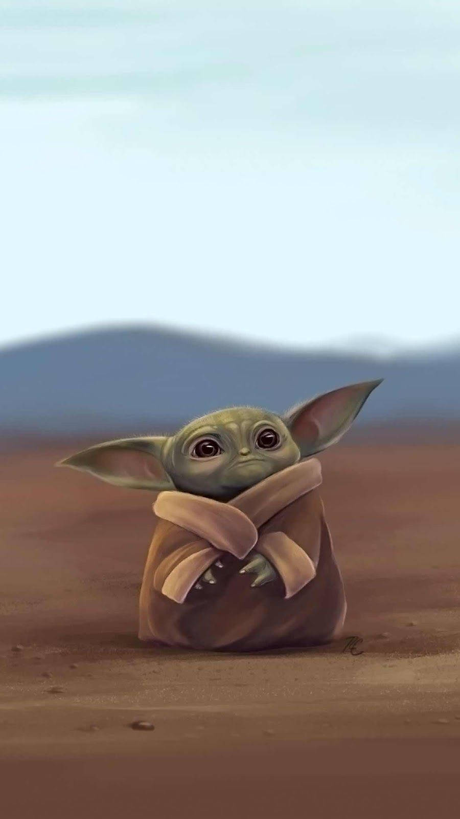 Adorable Baby Yoda Art Wallpaper