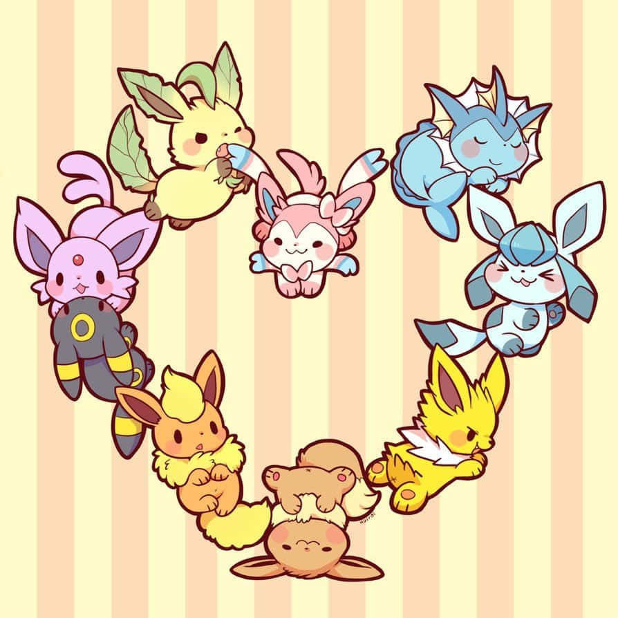 Adorable Eevee In Vibrant Colors Wallpaper
