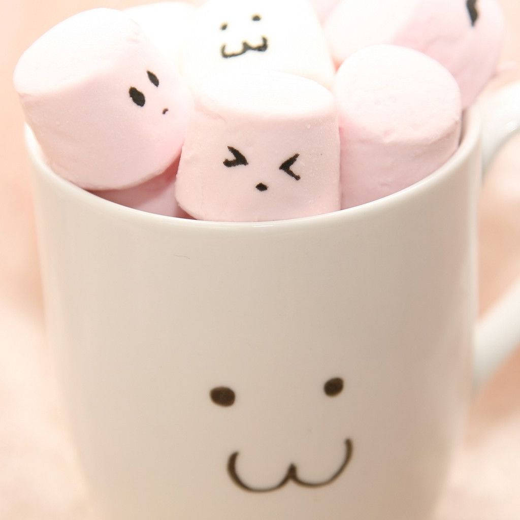 Adorable Ipad Background Featuring A Marshmallow In A Mug Wallpaper
