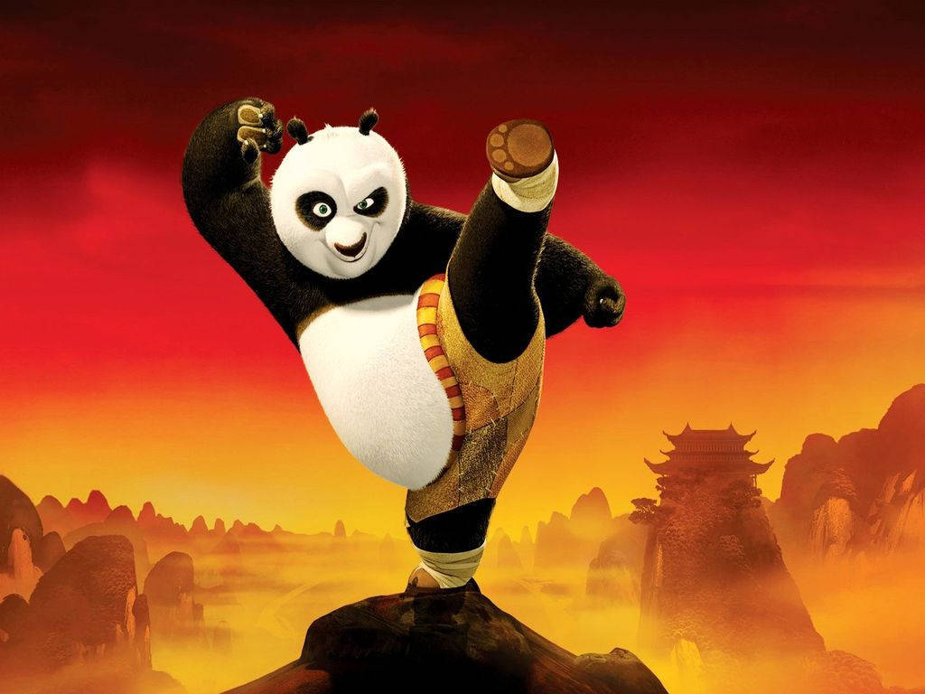 Adorable Kung Fu Panda Displaying His Martial Art Skills Wallpaper