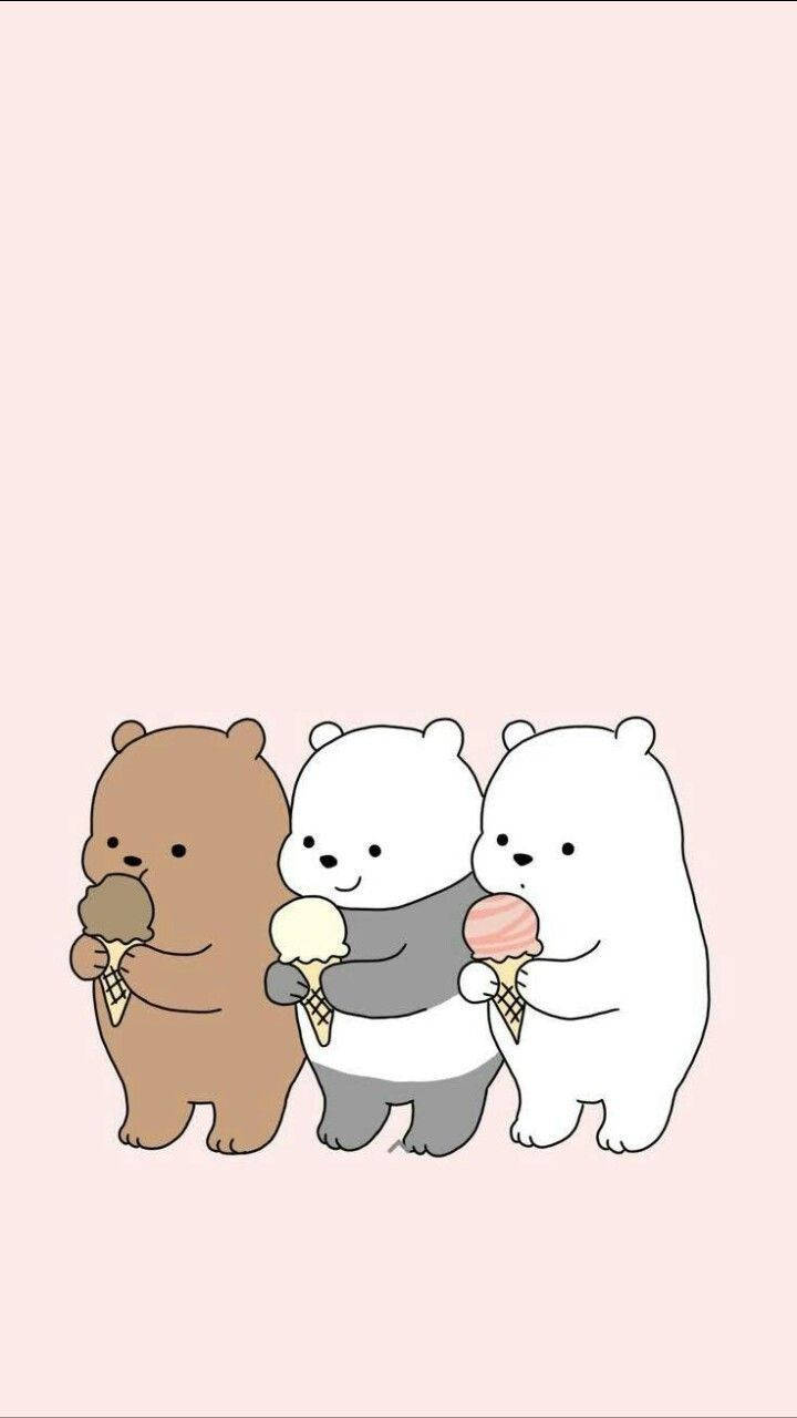 Adorable Pastel-colored We Bare Bears Illustration Wallpaper