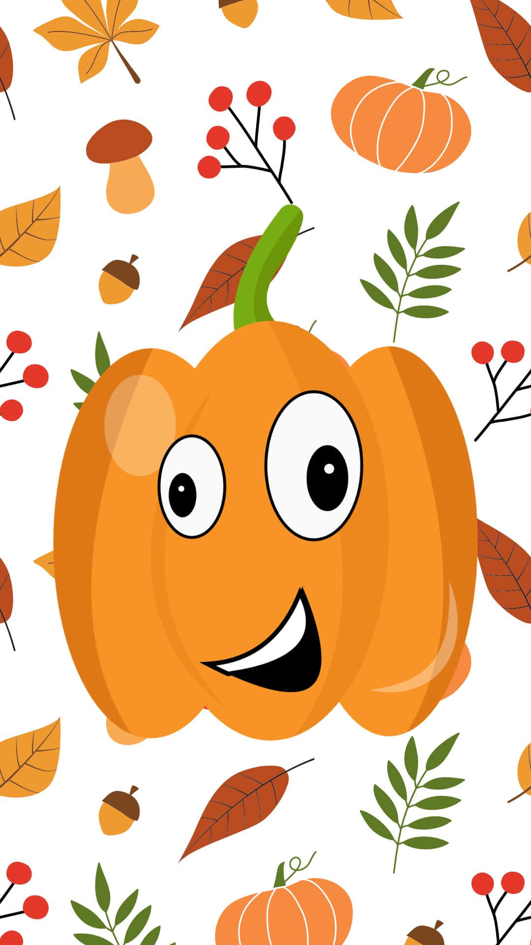 Adorable Pumpkin With Autumn Leaves Wallpaper