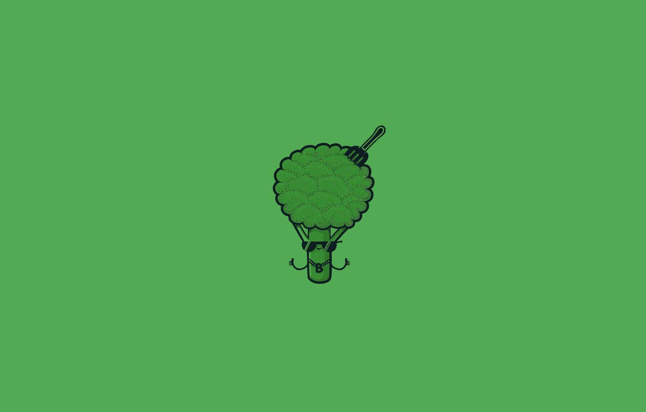 Adorable Small Broccoli With Fork Wallpaper