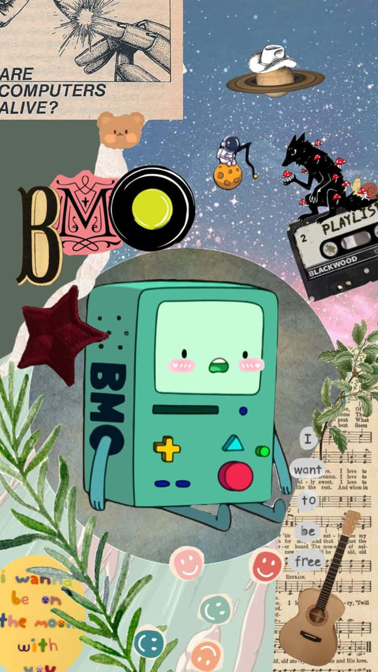 Adventure Time B M O Collage Artwork Wallpaper