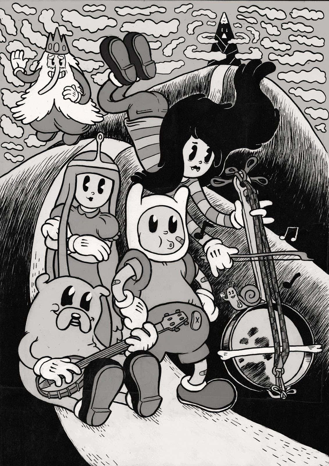 Adventure Time Vintage Style Cartoon Wallpaper