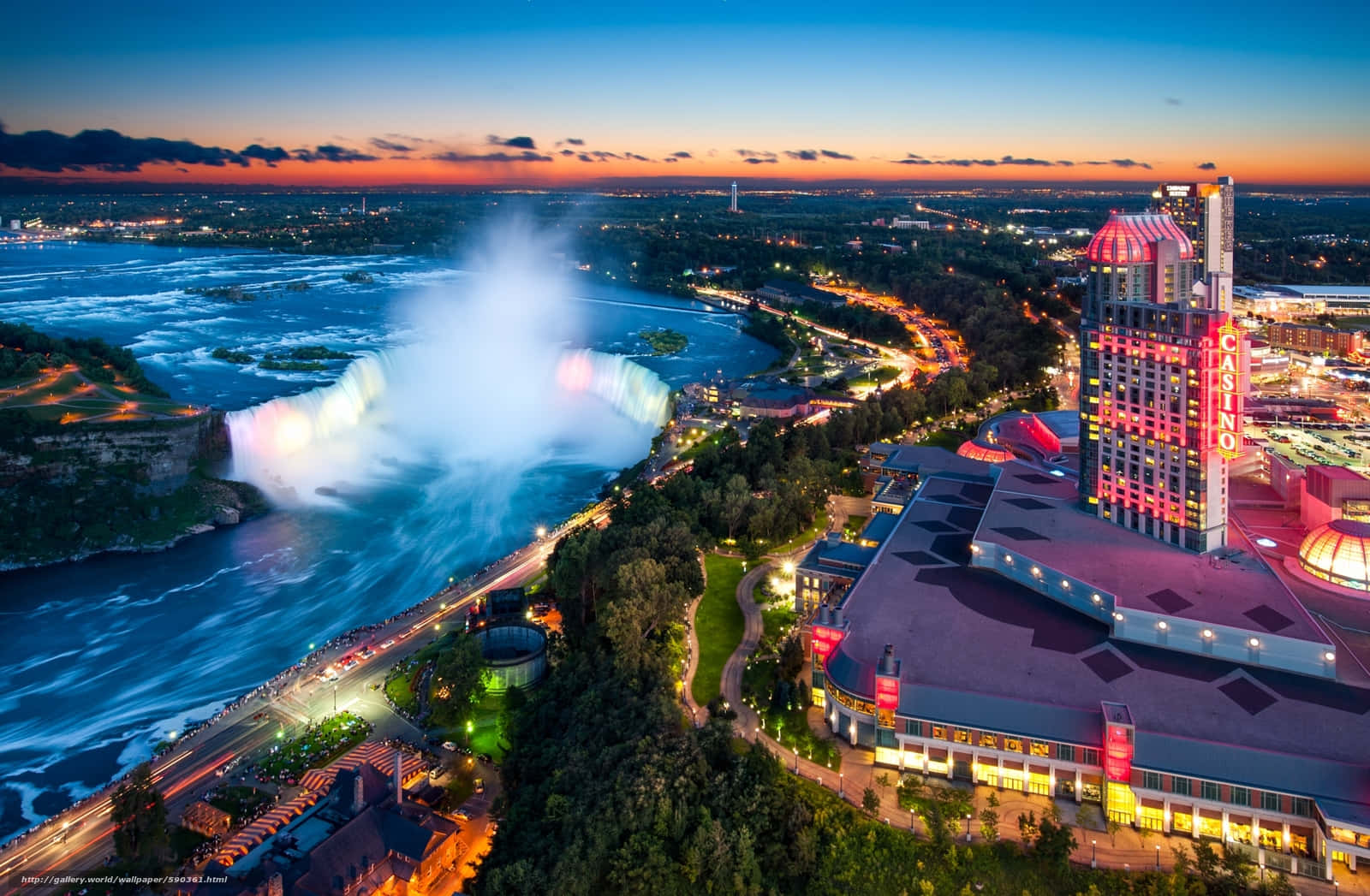 Aerial View Of Casino Niagara By The Niagara Falls, Canada Wallpaper