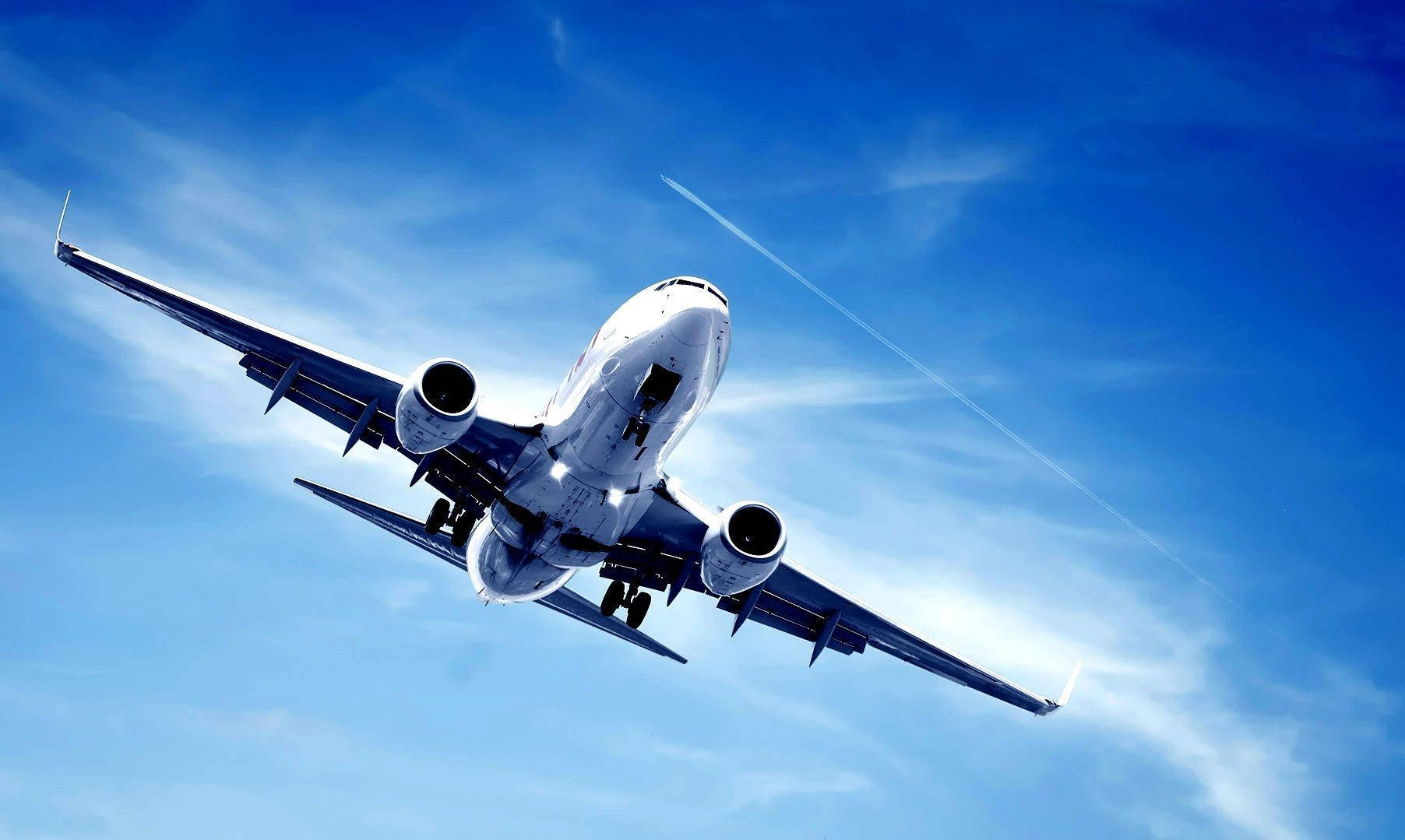 Aeroplane Clear Blue Sky Line Wallpaper