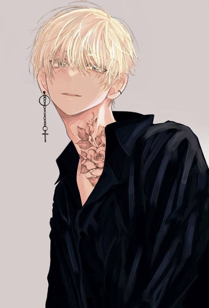 Aesthetic Anime Boy Floral Tattoo Wallpaper