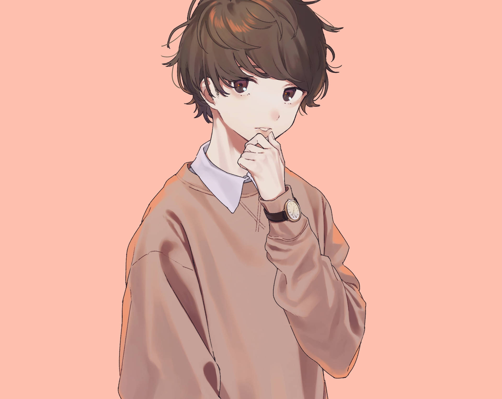 Download free Aesthetic Anime Boy Icon Pink Sweater Wallpaper -  MrWallpaper.com