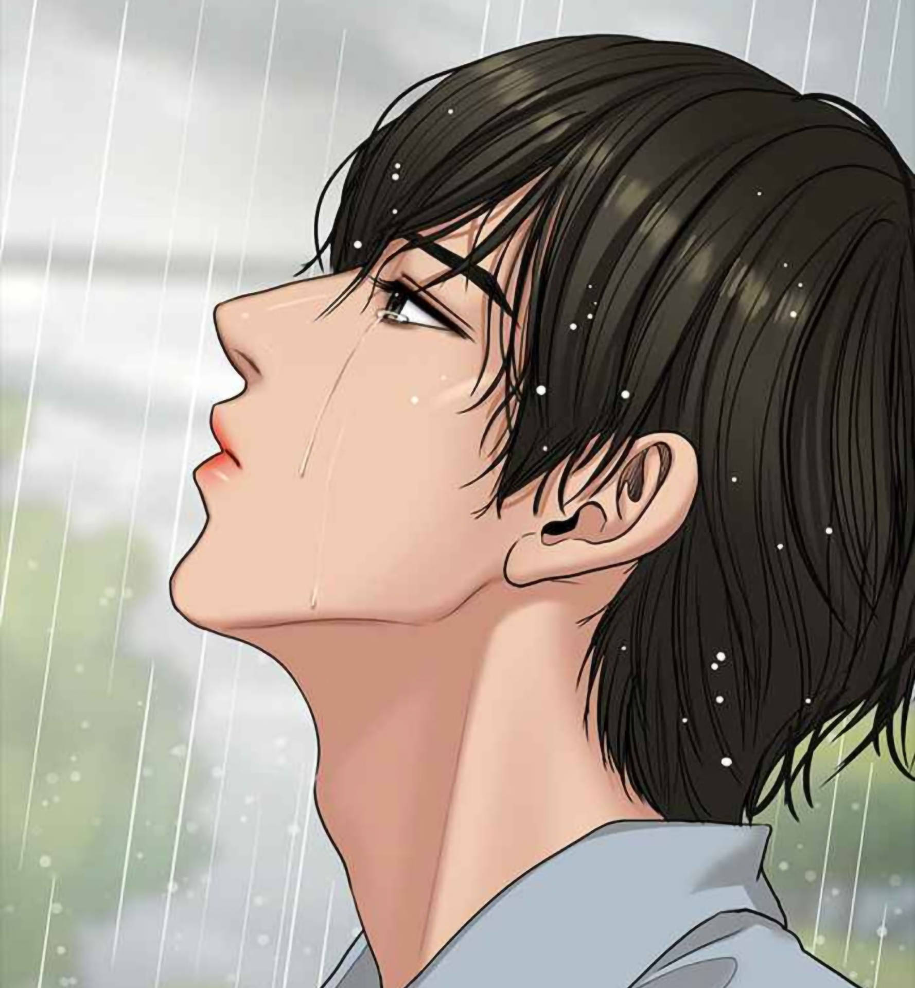 Download free Aesthetic Anime Boy Icon Rain Side Profile Wallpaper -  MrWallpaper.com