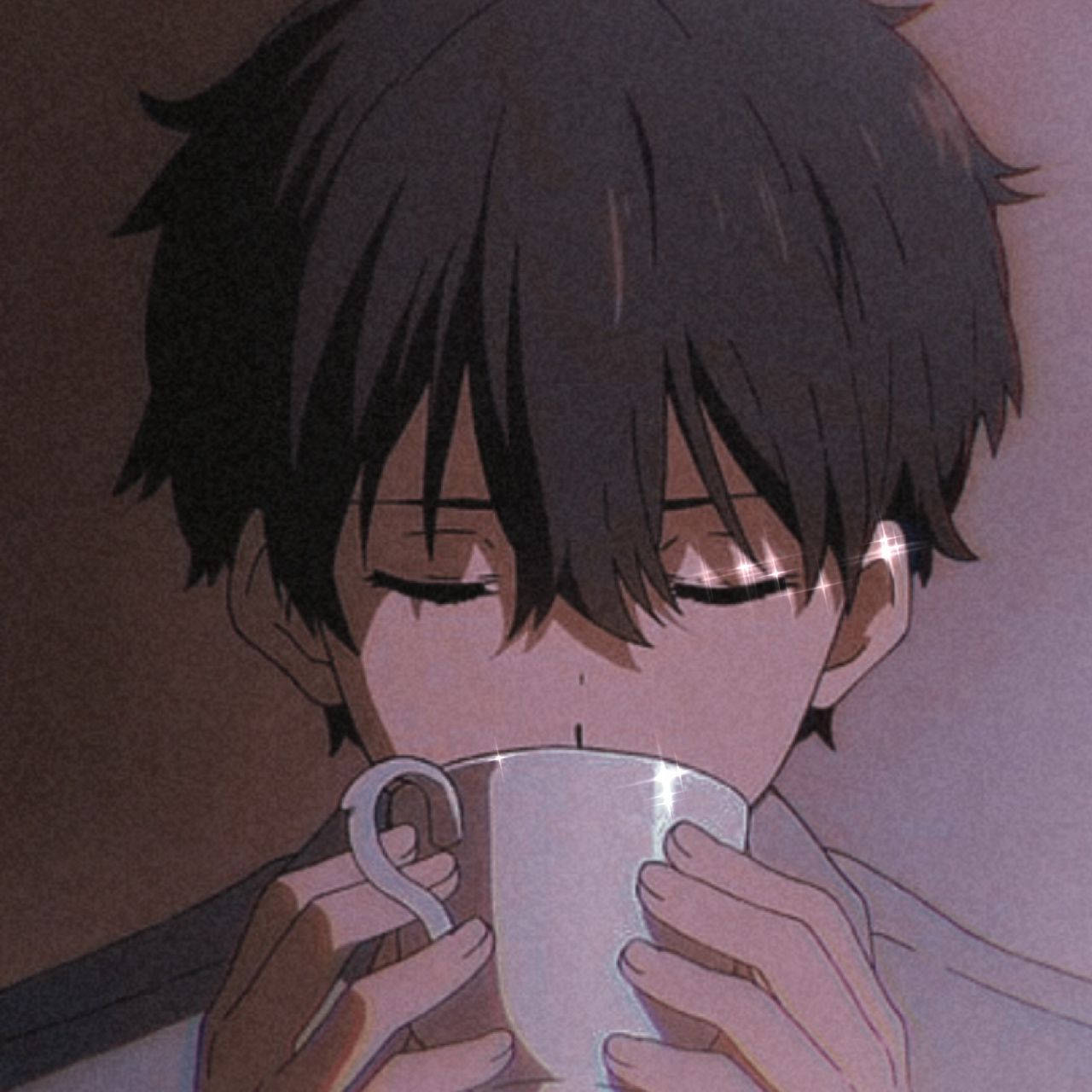 Aesthetic Anime Boy Icon Sips Coffee Wallpaper