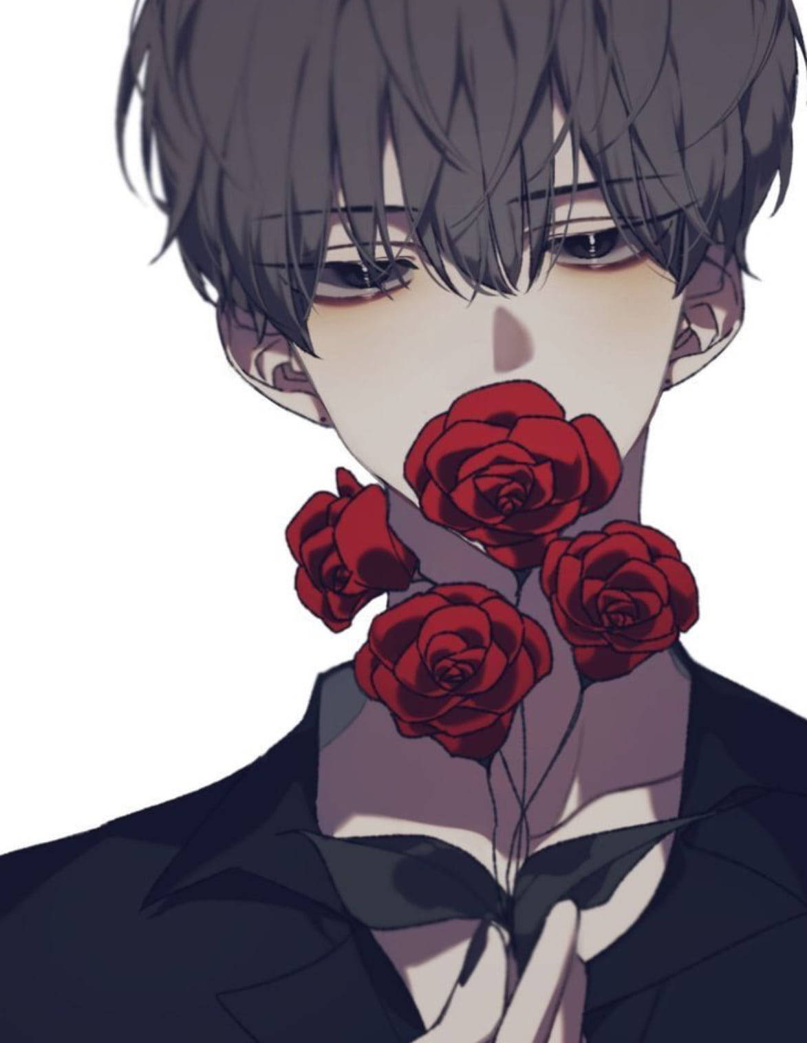 Aesthetic Anime Boy Red Roses Wallpaper