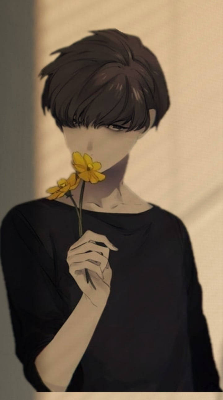 Aesthetic Anime Boy Yellow Flower Wallpaper