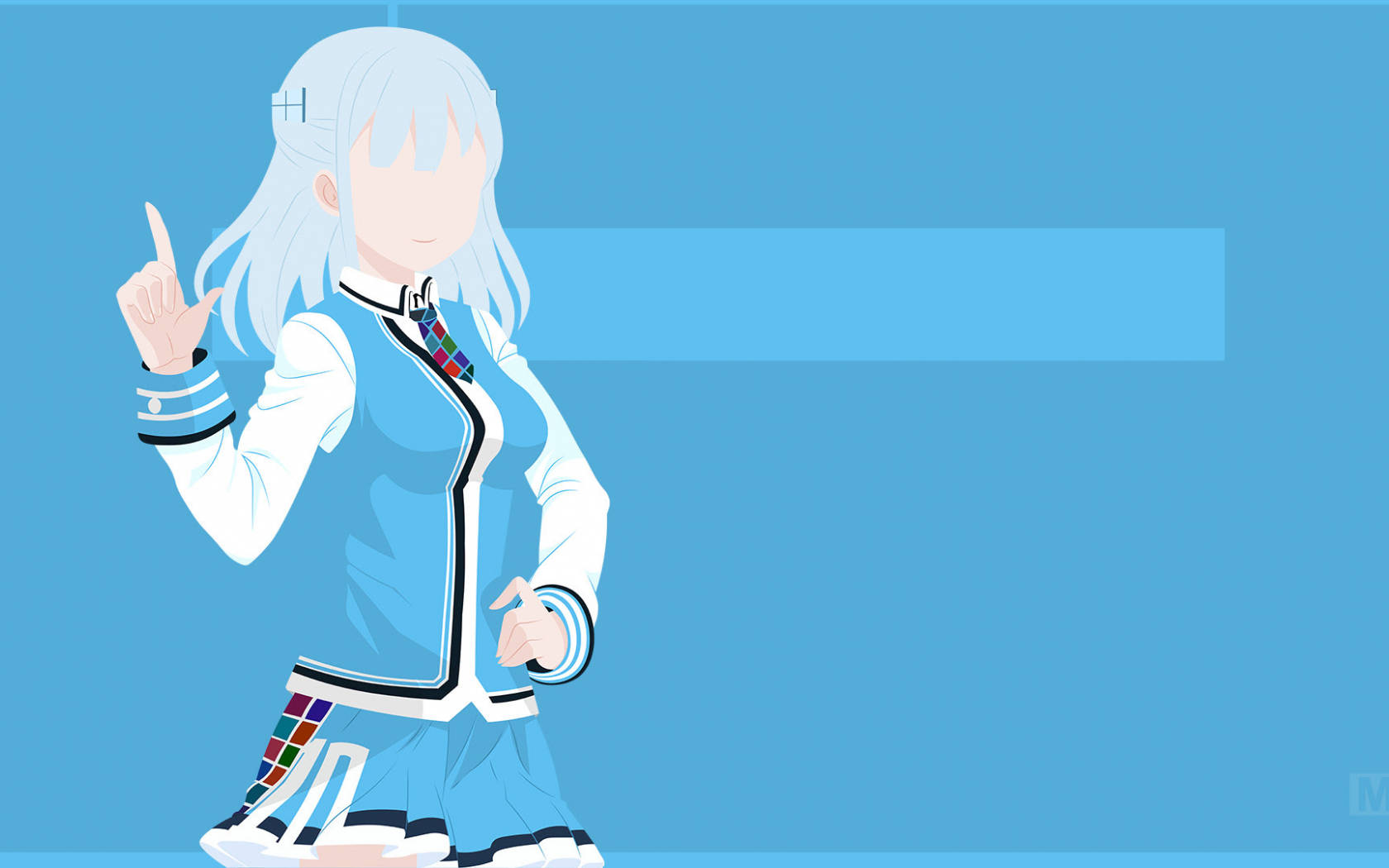 Aesthetic Anime Desktop Girl In Blue Uniform Wallpaper