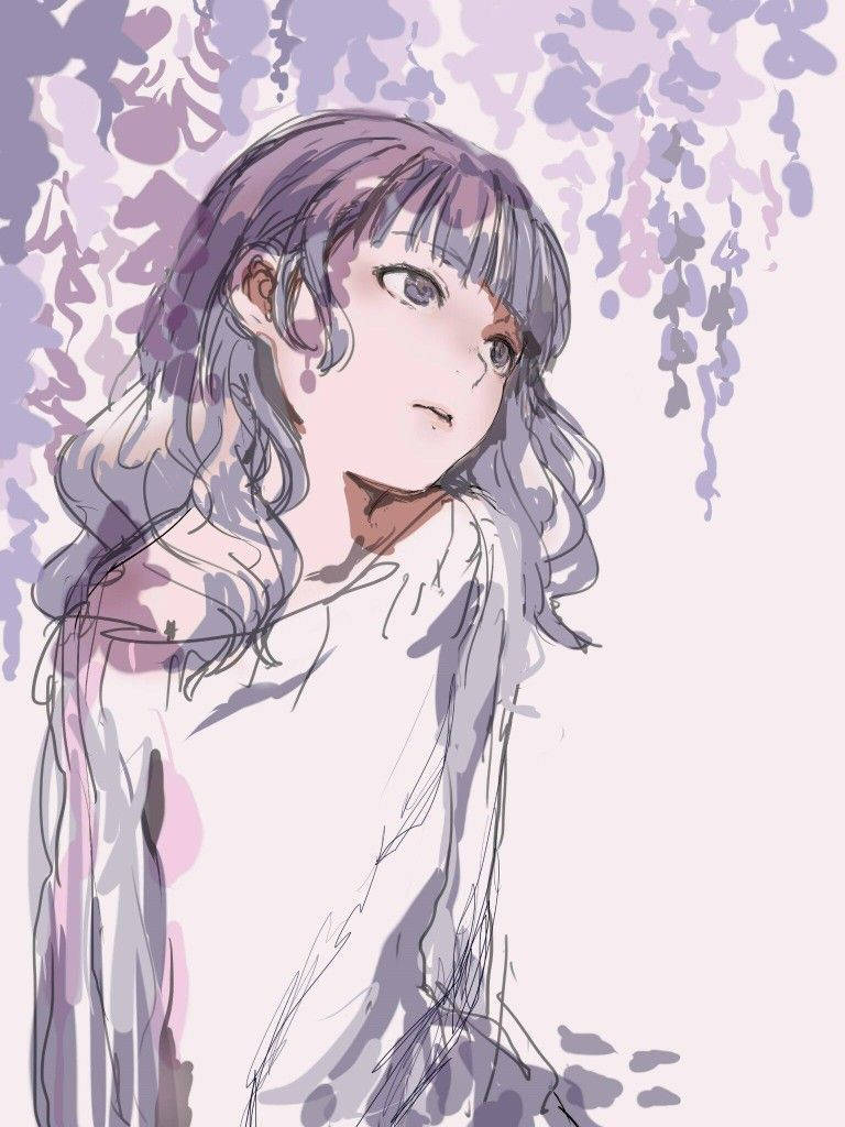 Aesthetic Anime Girl Painting Wallpaper