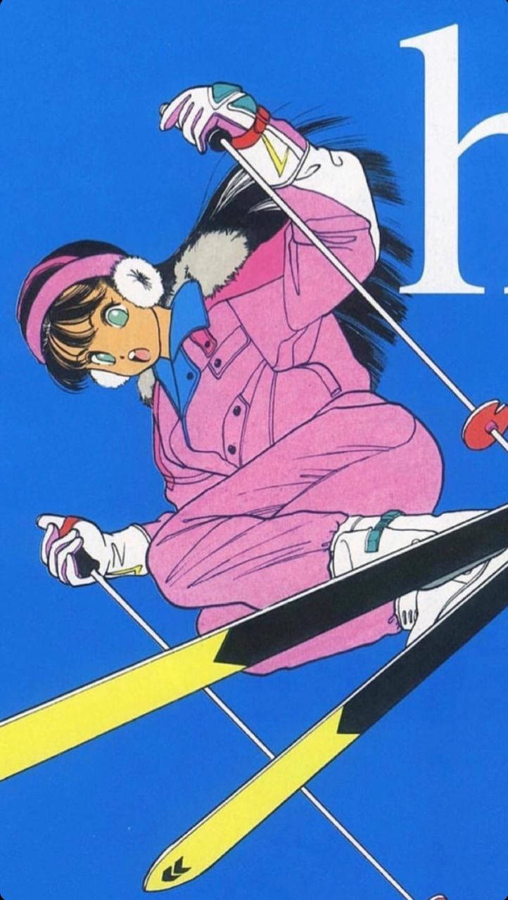 Aesthetic Anime Girl Skiing Phone Wallpaper