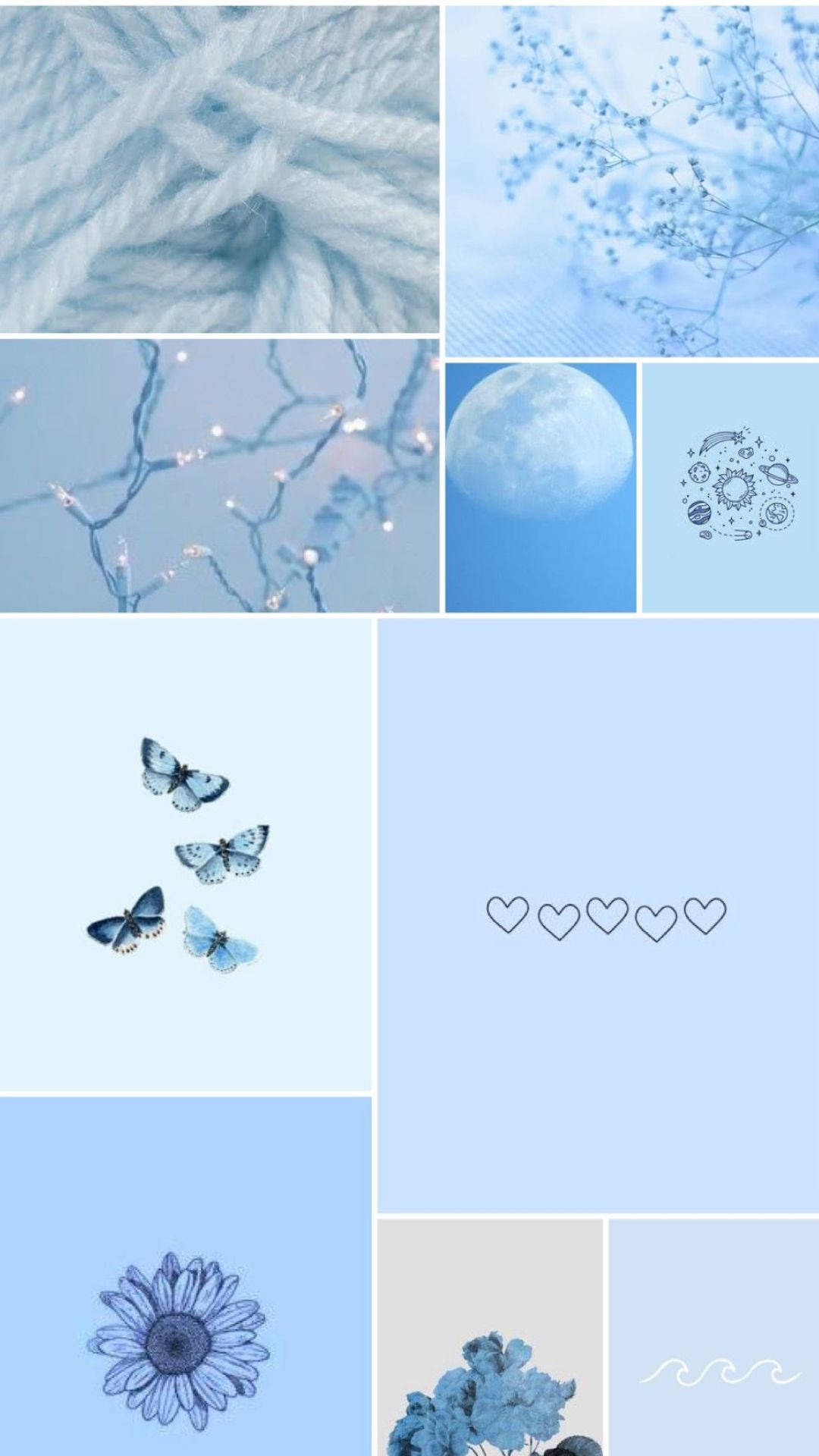 Download free Aesthetic Baby Blue Collage Wallpaper 