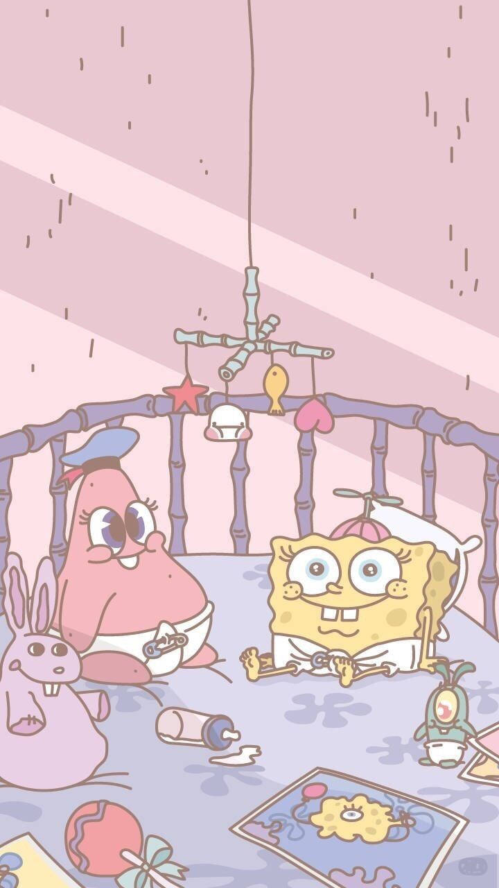 Aesthetic Baby Spongebob And Patrick Wallpaper