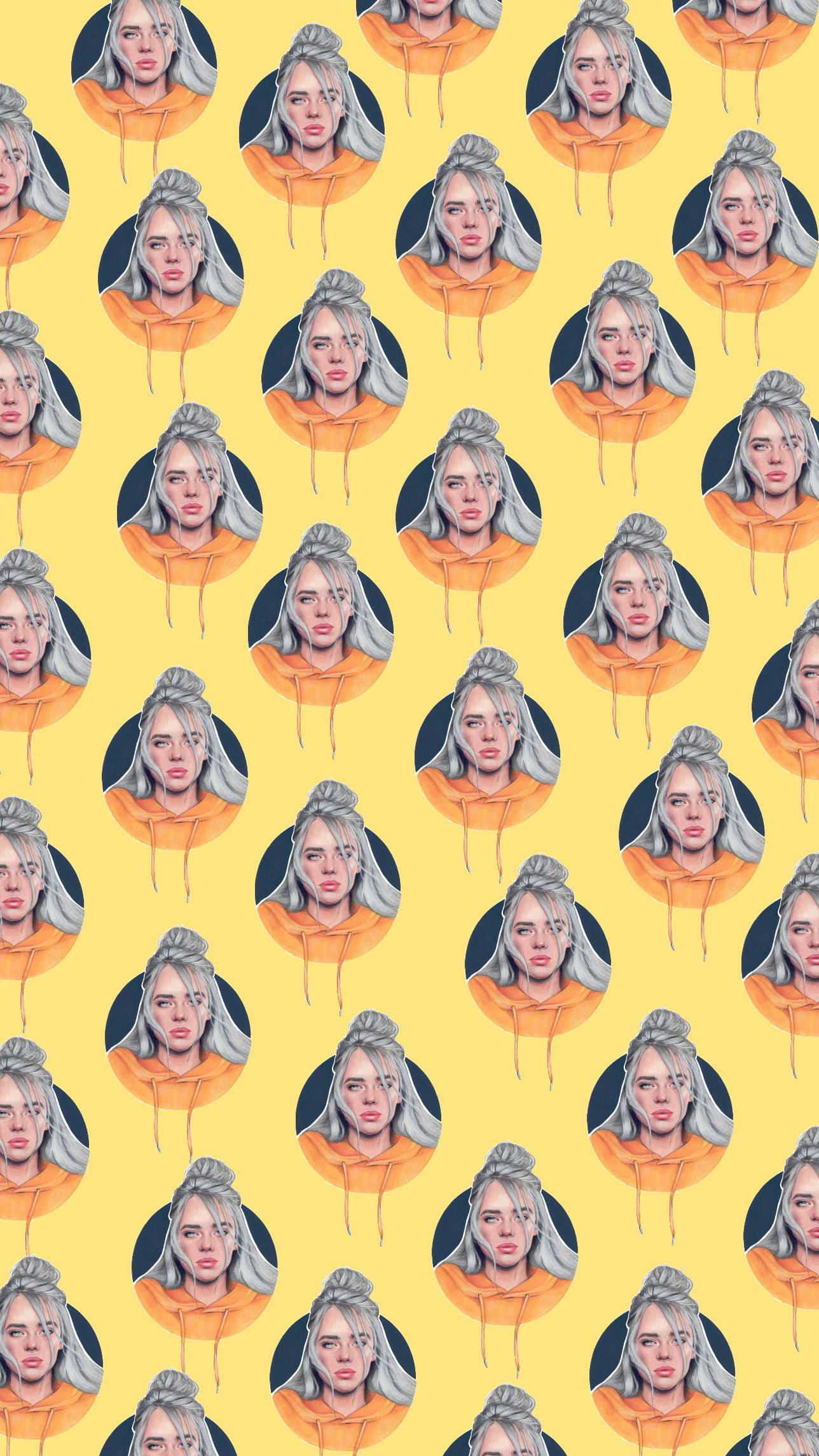 Aesthetic Billie Eilish Yellow Aesthetic Face Collage Wallpaper