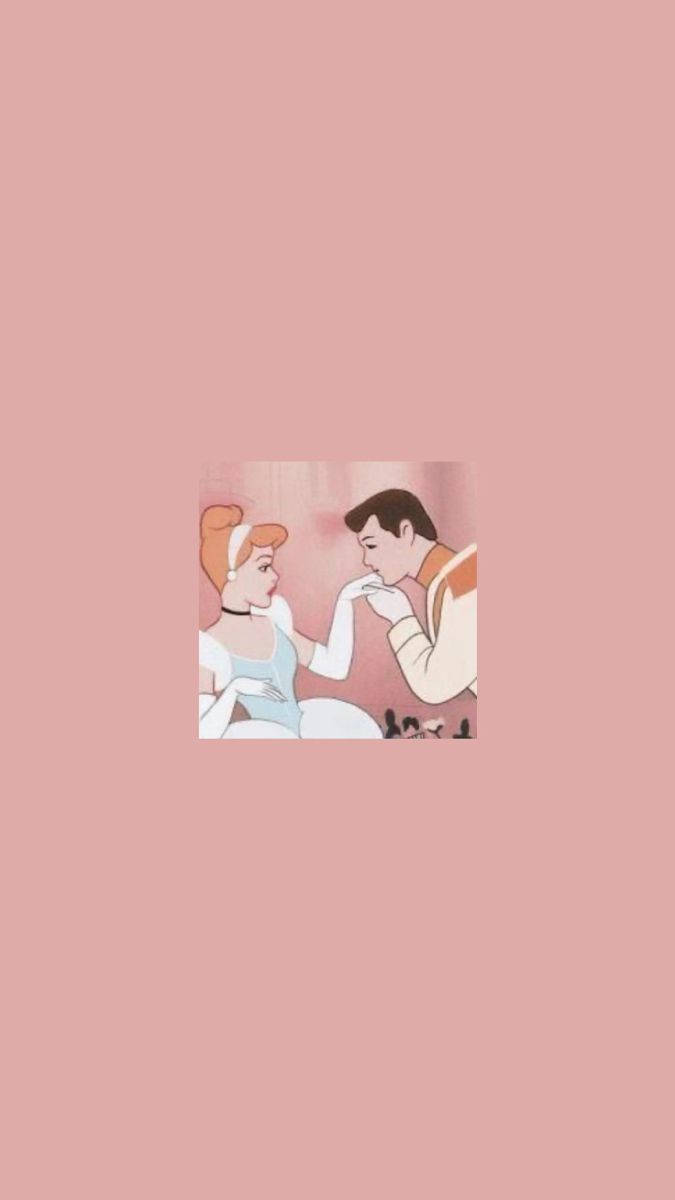Aesthetic Cartoon Cinderella And Prince Charming Wallpaper