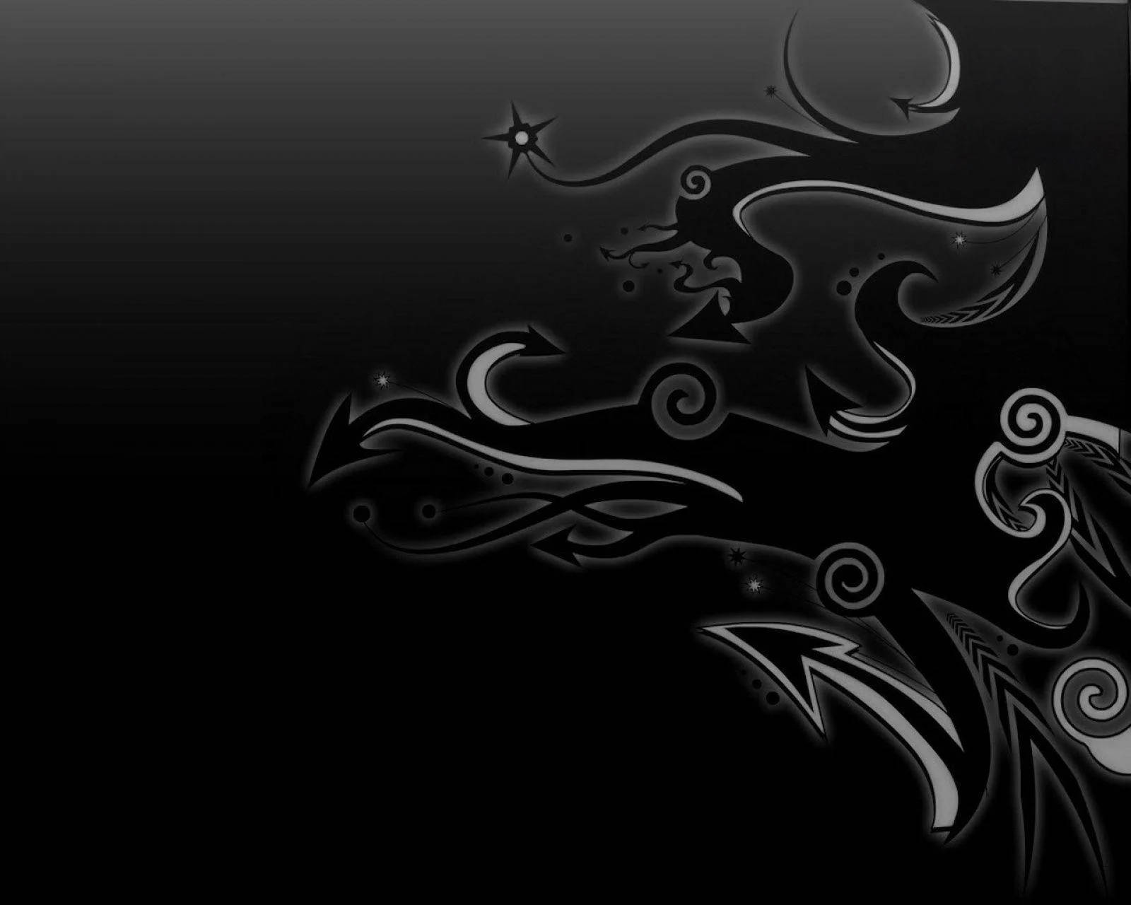 Aesthetic Curly Lines Black 3d Wallpaper