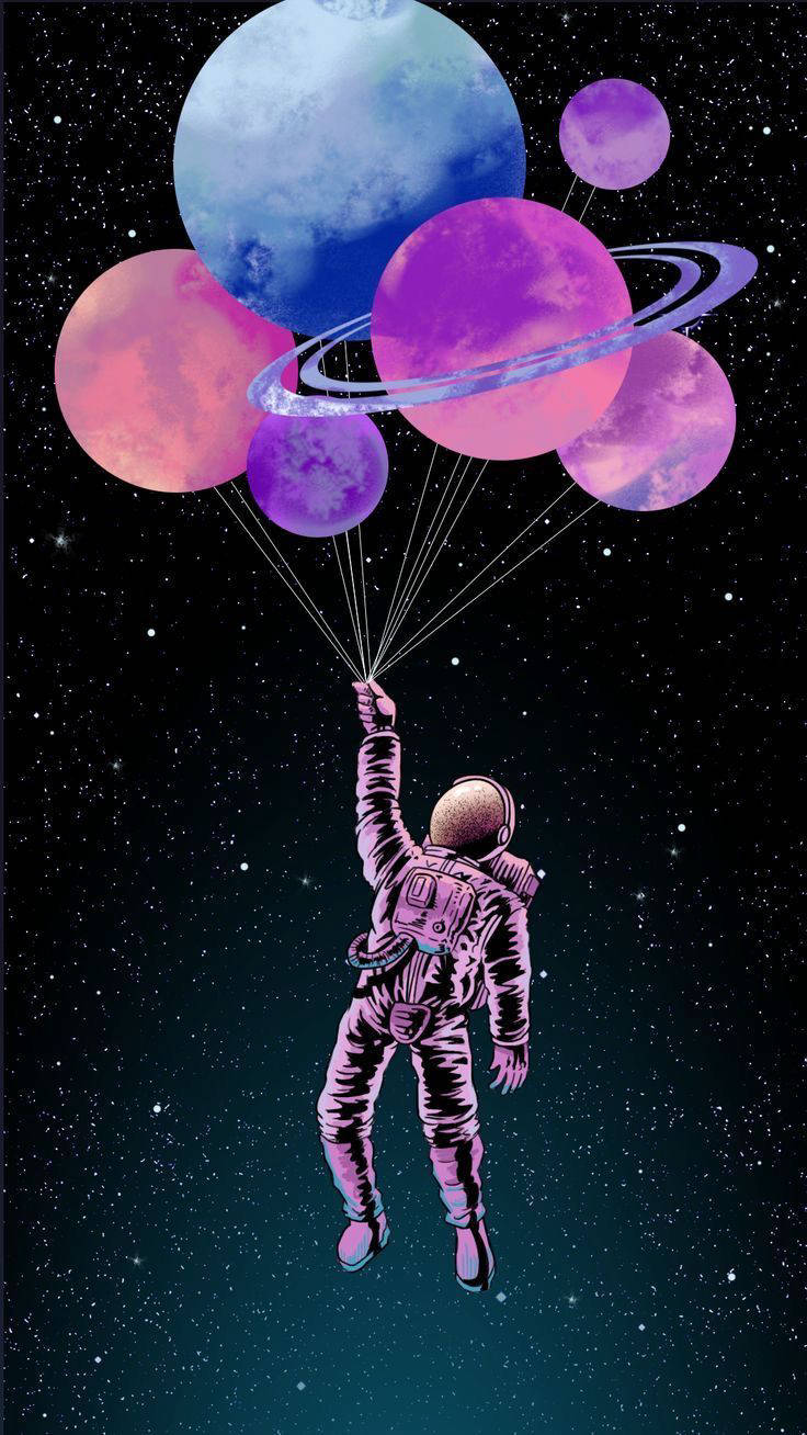 Aesthetic Flying Astronaut For Iphone Wallpaper