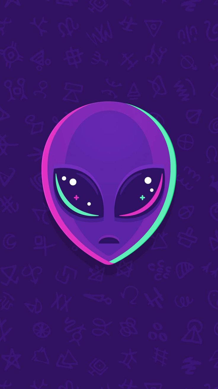 Aesthetic Iphone X Purple Alien Head Wallpaper