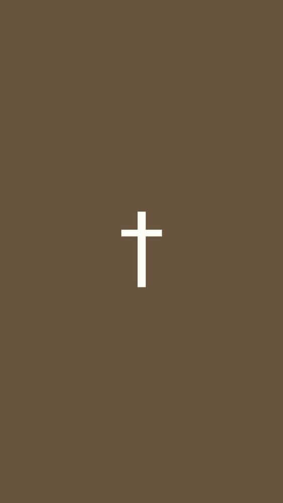 Aesthetic Jesus Cross Minimalist Brown Aesthetic Wallpaper