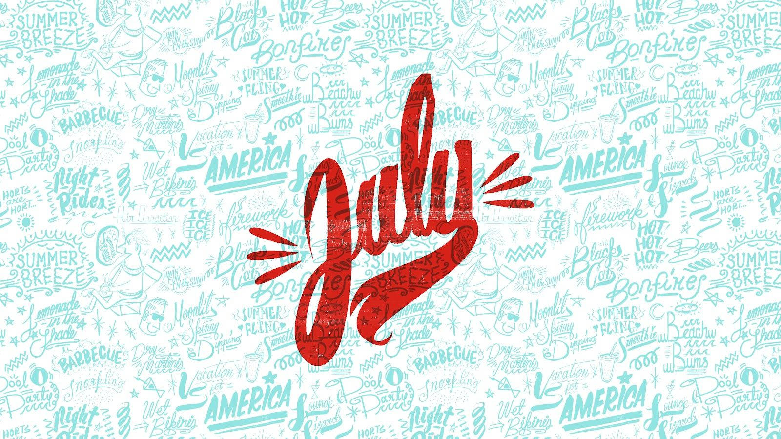 Aesthetic July In Red Font Wallpaper